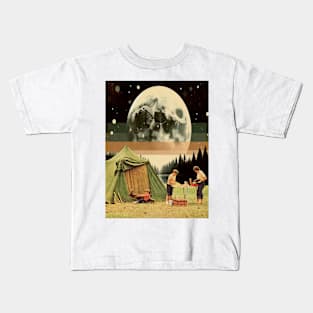 Camping under New Moon, collage art Kids T-Shirt